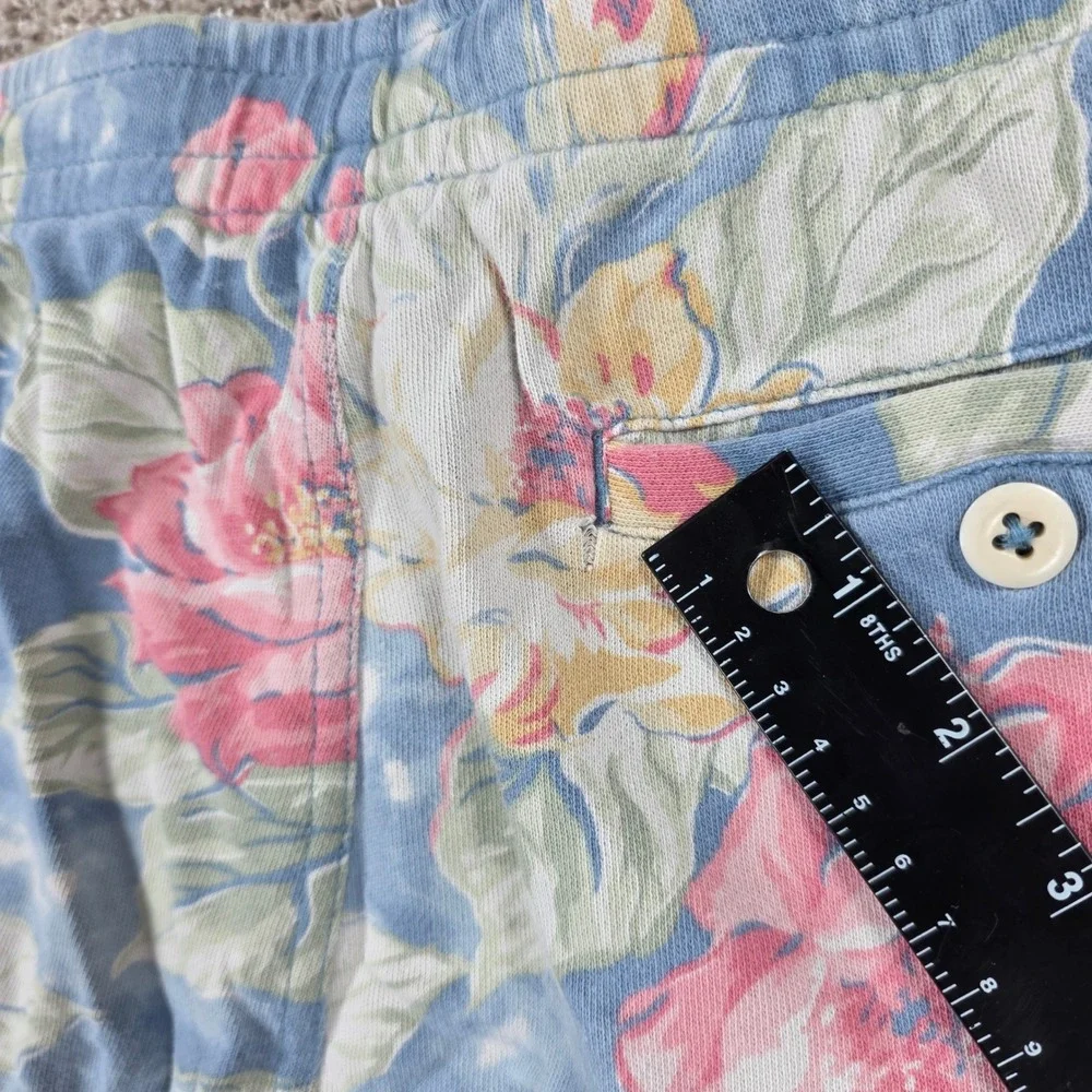 Polo Ralph Lauren Mens XS Blue Floral Sweat Shorts Cotton Drawstring Pony Logo
